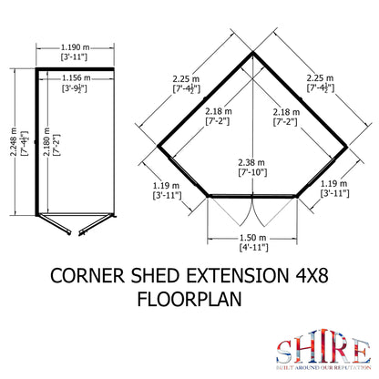 Shire Hampton with Side Shed	8 x 12