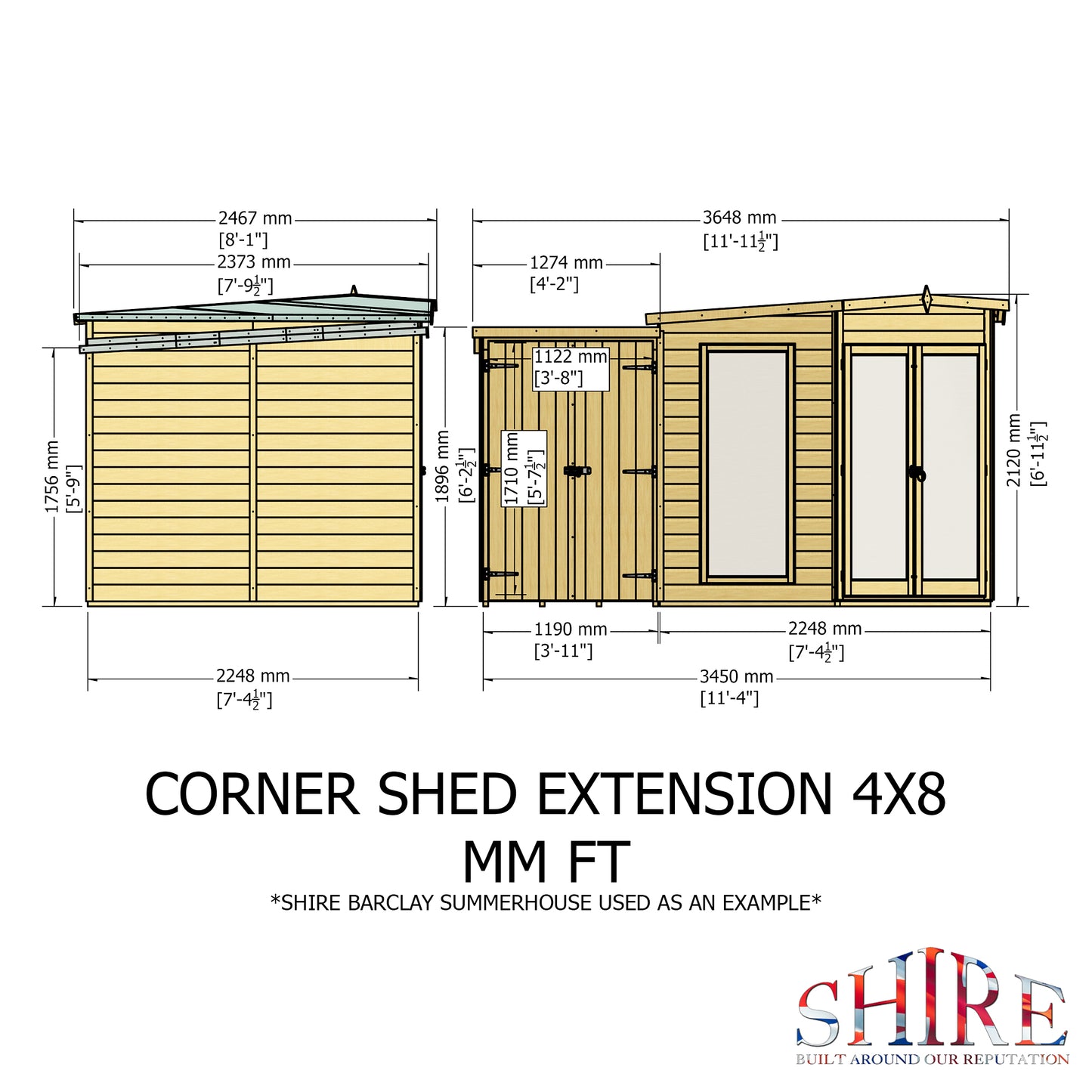 Shire Barclay With Side Shed	8 x 12