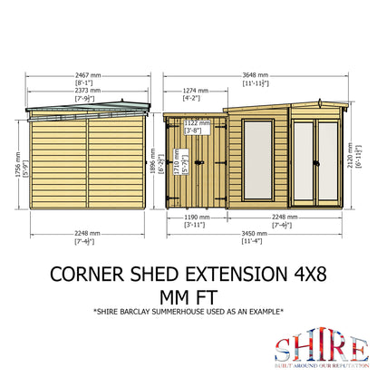 Shire Barclay With Side Shed	8 x 12