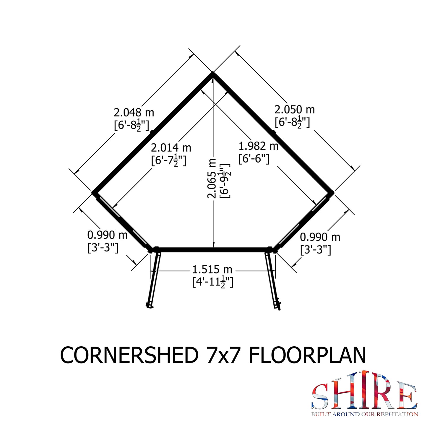 Shire Corner Shed 7x 7 Double Door