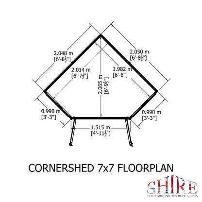 Shire Corner Shed 7x 7 Double Door