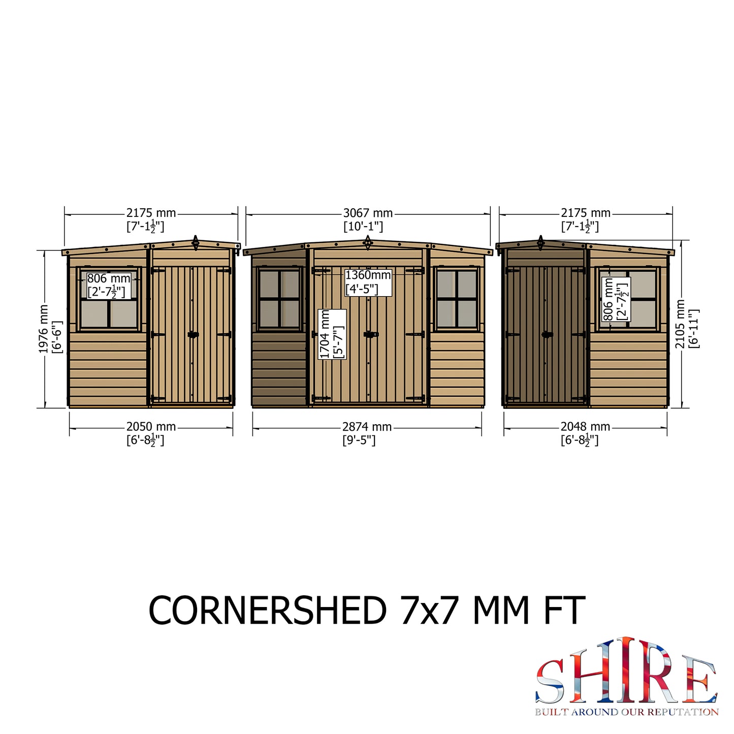 Shire Corner Shed 7x 7 Double Door