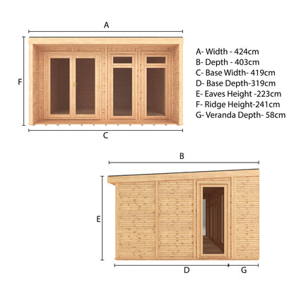 Mercia Sherwood Cresswell 4m x 3m Insulated Garden Room - (UPVC Windows & Doors) - Grey