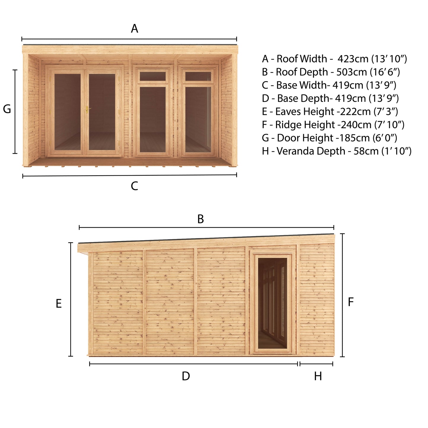 Mercia Sherwood Cresswell 4m x 4m Insulated Garden Room - (UPVC Windows & Doors) - Grey