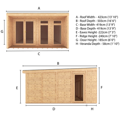 Mercia Sherwood Cresswell 4m x 4m Insulated Garden Room - (UPVC Windows & Doors) - Grey