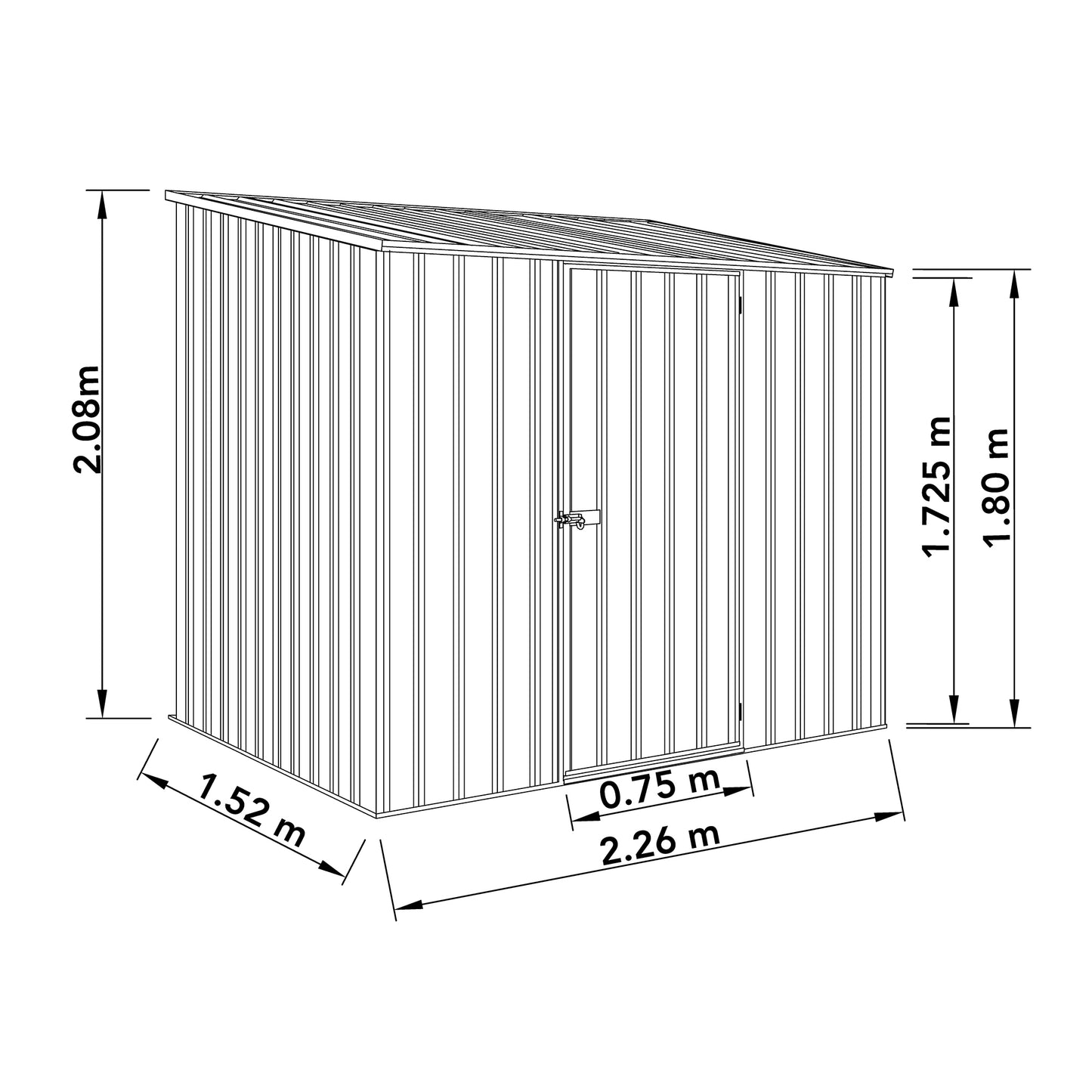 Mercia Absco 7' 5 x 5 Titanium Easy Build Pent Metal Shed