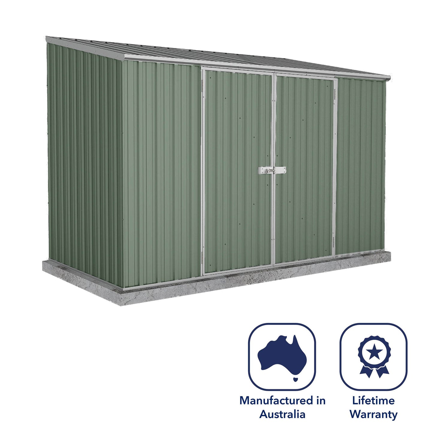 Mercia Absco 10 x 5 Pale Eucalyptus Easy Build Pent Metal Shed