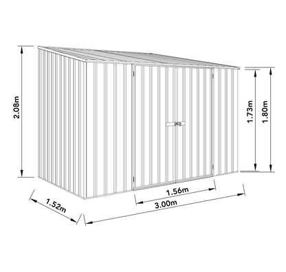 Mercia Absco 10 x 5 Pale Eucalyptus Easy Build Pent Metal Shed