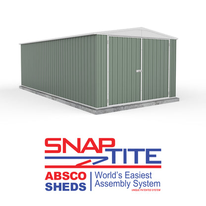 Mercia Absco 10 x 20 Pale Eucalyptus Easy Build Apex Metal Garage