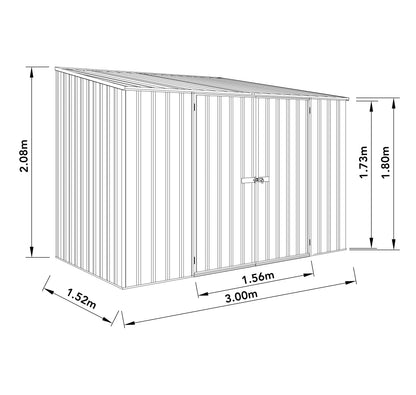 Mercia Absco 10 x 5 Woodland Grey Easy Build Pent Metal Shed