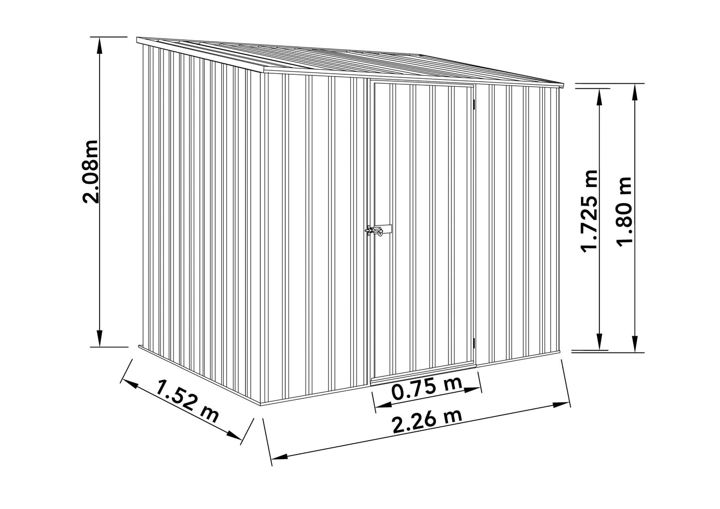 Mercia Absco 7' 5 x 5 Monument Grey Easy Build Pent Metal Shed