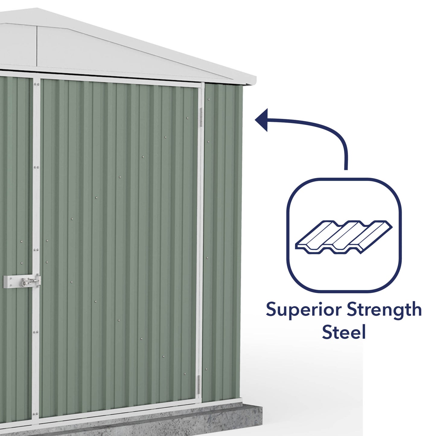 Mercia Absco 10 x 15 Pale Eucalyptus Easy Build Apex Metal Garage