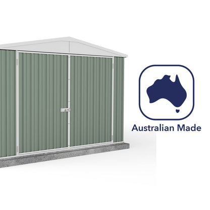 Mercia Absco 10 x 15 Pale Eucalyptus Easy Build Apex Metal Garage