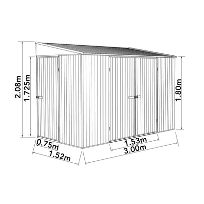 Mercia Absco 10 x 5 Woodland Grey Metal Bike Shed