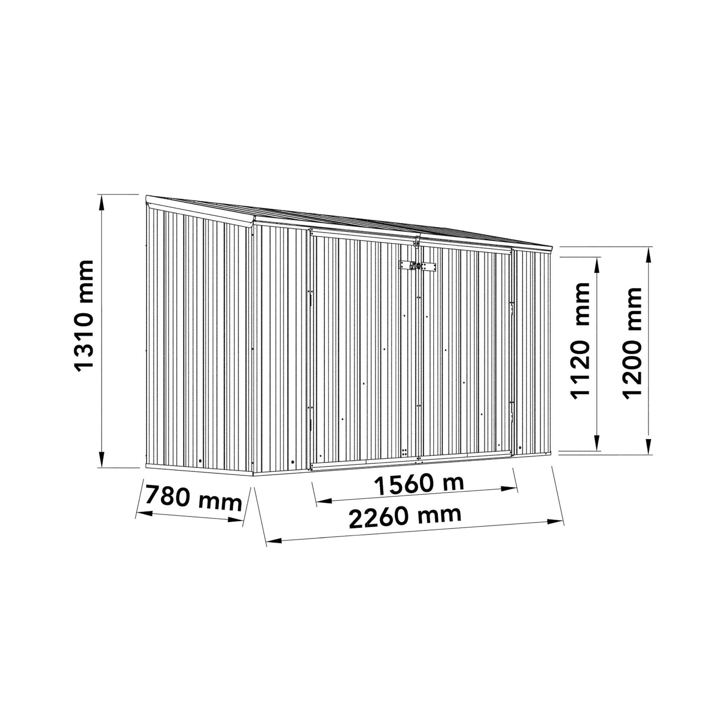 Mercia Absco 7' 5 x 2' 5 Woodland Grey Metal Bike Shed