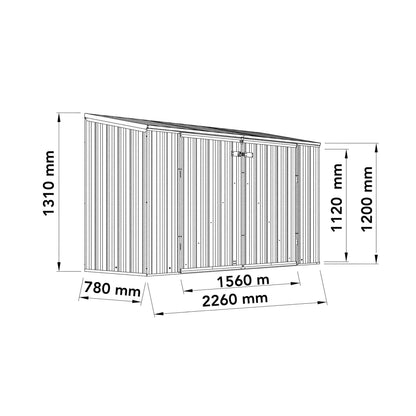 Mercia Absco 7' 5 x 2' 5 Woodland Grey Metal Bike Shed