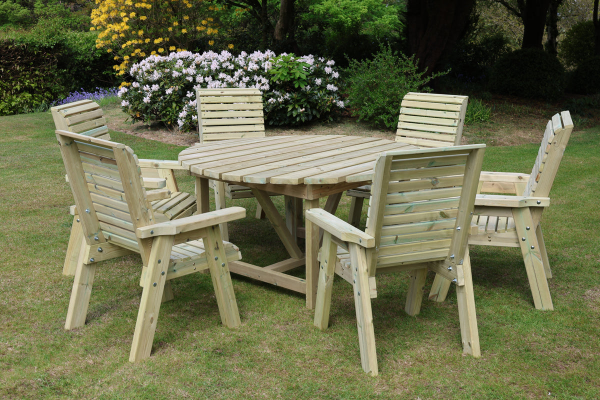 Churnet Valley Ergo Round Table Set - 6 Seater 6Xc