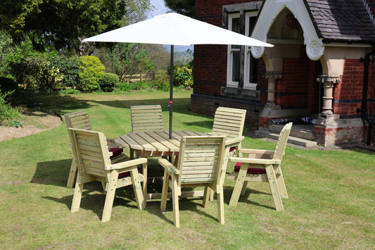 Churnet Valley Ergo Round Table Set - 6 Seater 6Xc