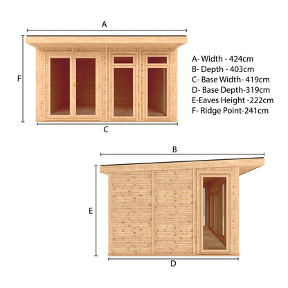 Mercia Sherwood Edwinstowe 4m x 3m Insulated Garden Room- (UPVC Windows & Doors) - White