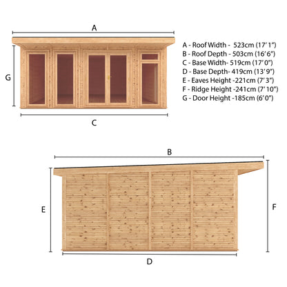 Mercia Sherwood Edwinstowe 5m x 4m Insulated Garden Room - (UPVC Windows & Doors) - Grey