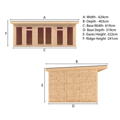 Mercia Sherwood Edwinstowe 6m x 3m Insulated Garden Room - (UPVC Windows & Doors) - Oak