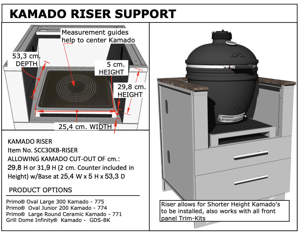 Sunstone Kamado Riser for Outdoor Cabinet