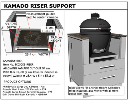Sunstone Kamado Riser for Outdoor Cabinet