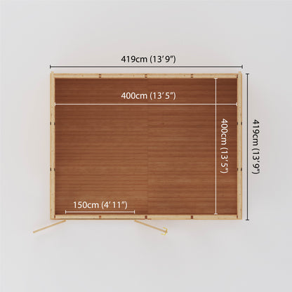 Mercia Sherwood Rufford 4m x 4m Insulated Garden Room - (UPVC Windows & Doors) - Oak