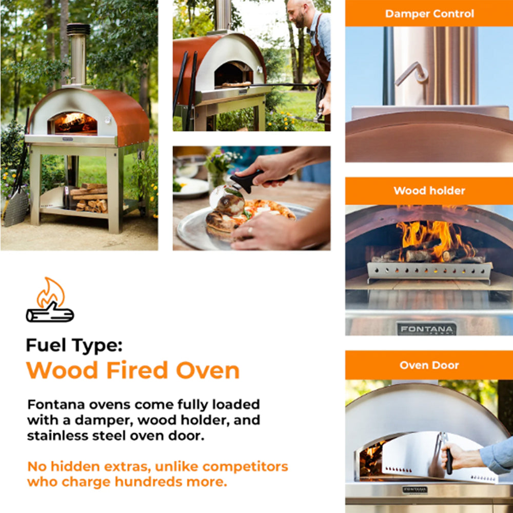 Fontana Margherita Stainless Steel Build In Wood Pizza Oven