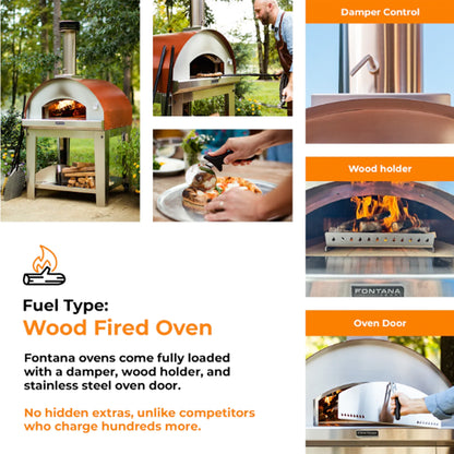 Fontana Margherita Stainless Steel Build In Wood Pizza Oven