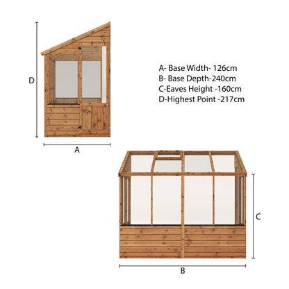 Mercia 8 x 4 Traditional Lean To Greenhouse