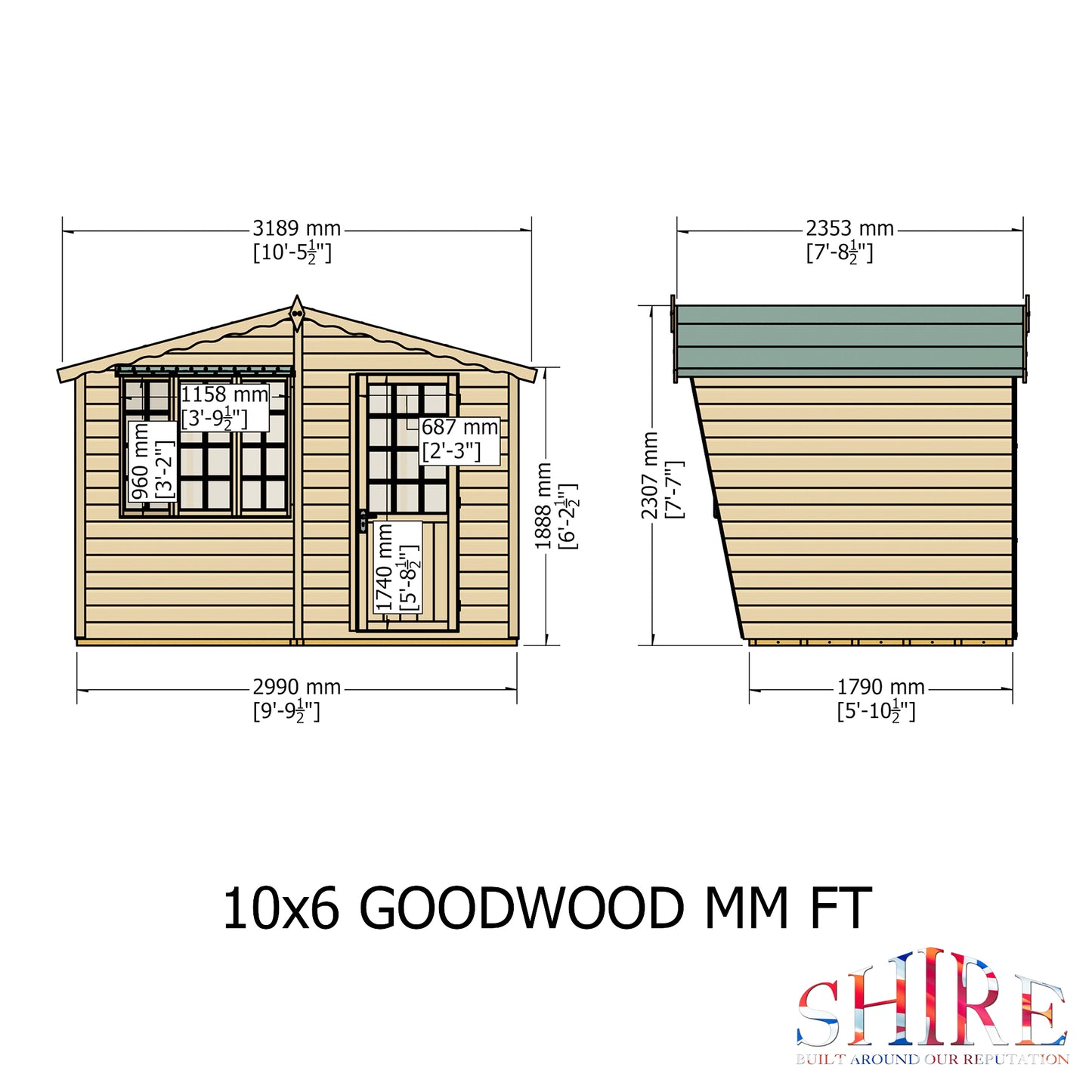 Shire Goodwood 10x6 Loglap Style C