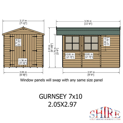 Shire Guernsey Pressure Treated 10x7 Double Door