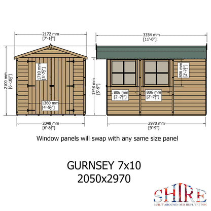 Shire Guernsey Pressure Treated 10x7 Double Door