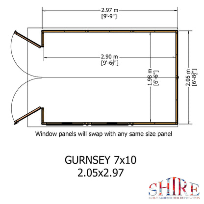 Shire Guernsey Pressure Treated 10x7 Double Door