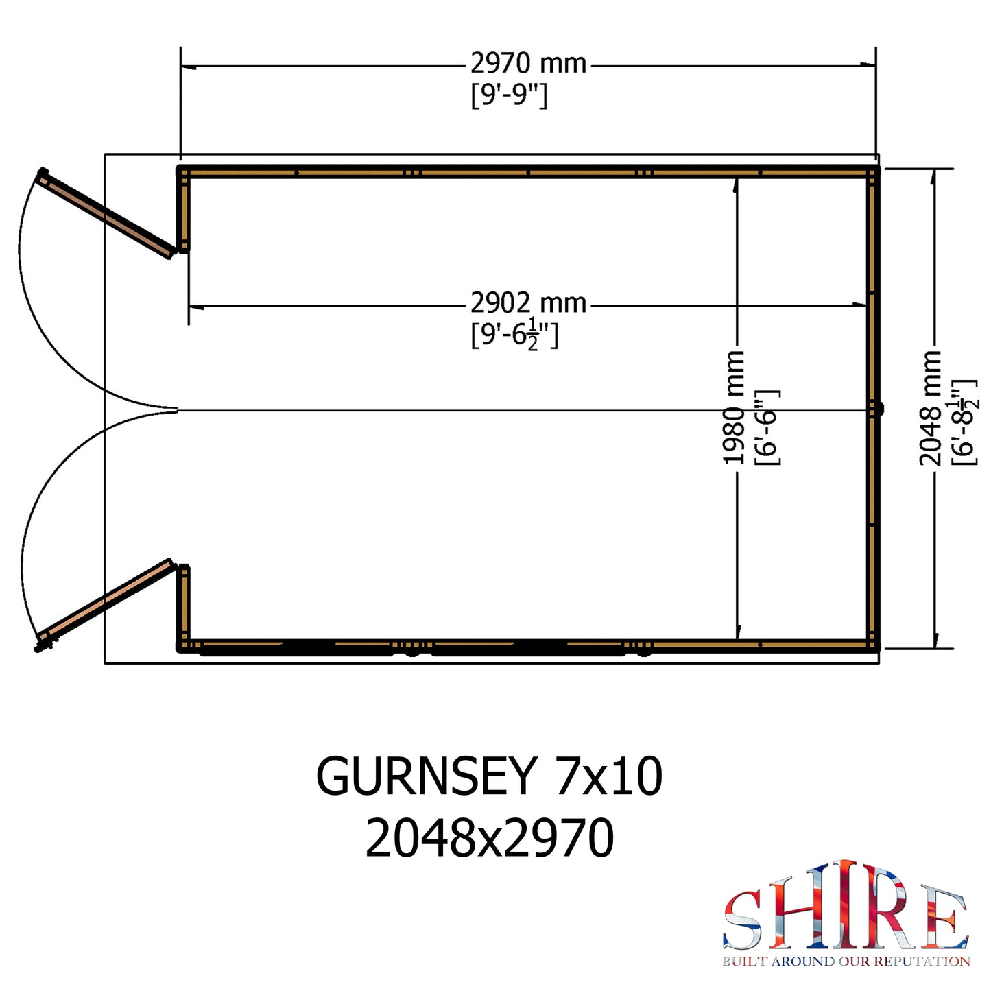 Shire Guernsey Pressure Treated 10x7 Double Door