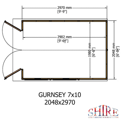 Shire Guernsey Pressure Treated 10x7 Double Door