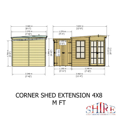 Shire Hampton with Side Shed	8 x 12