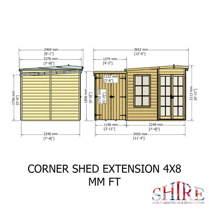 Shire Hampton with Side Shed	8 x 12