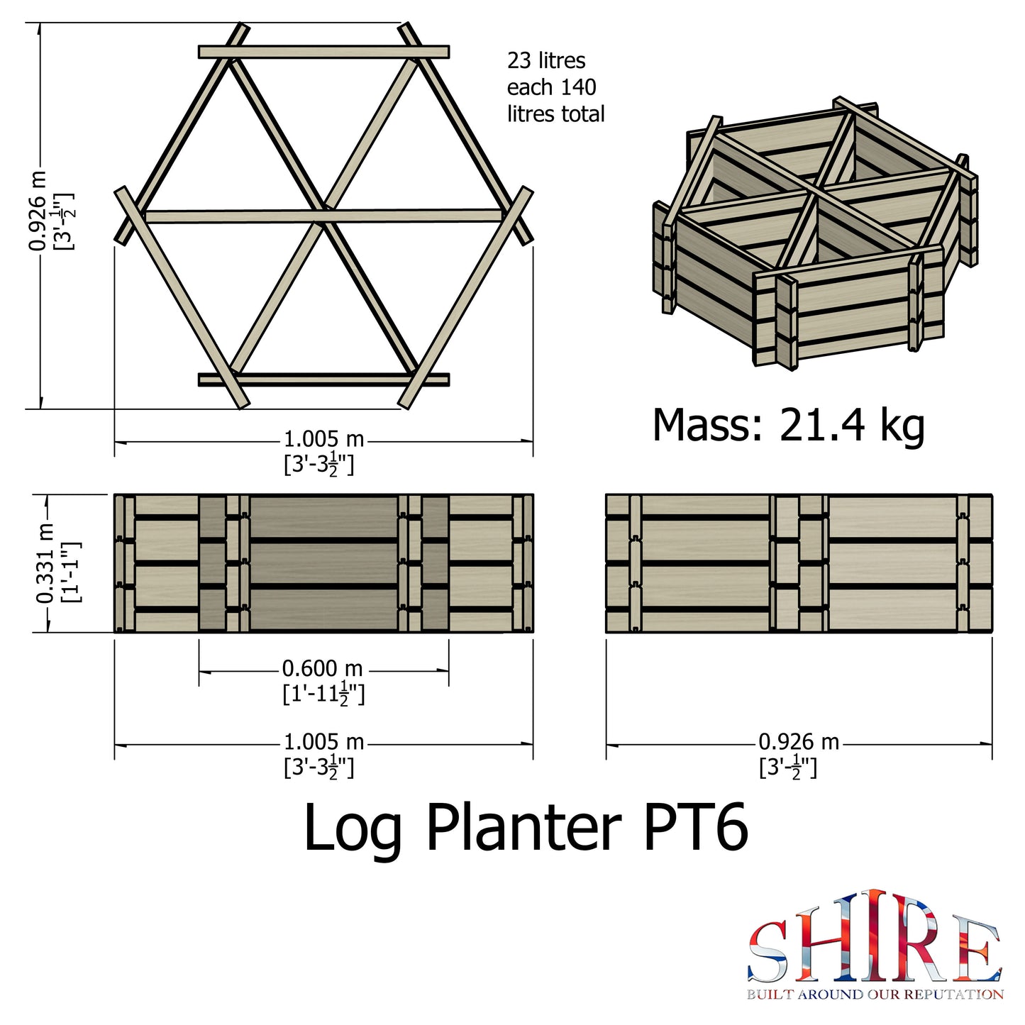 Shire Hexagonal Planter Pressure treated 6