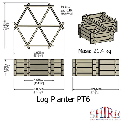 Shire Hexagonal Planter Pressure treated 6