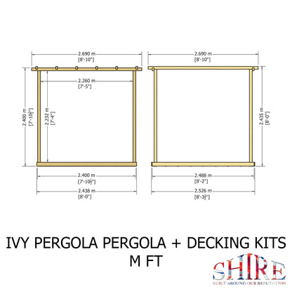 Shire Ivy Pergola Kit with Decking 8x8