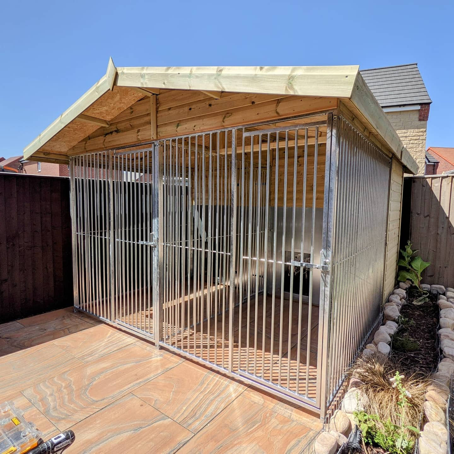 Benchmark Dog Kennel with Apex Roof - Duo 10 x 10ft, Premium Wood Range