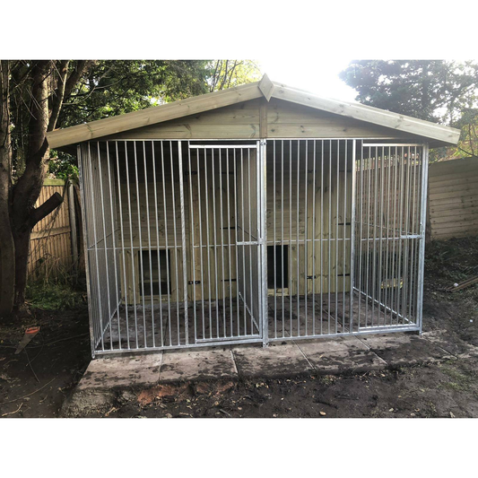 Benchmark Dog Kennel with Apex Roof - Duo 10 x 8ft, Premium Wood Range