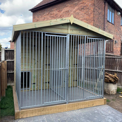 Benchmark Dog Kennel with Apex Roof - Duo 8 x 8ft, Premium Wood Range