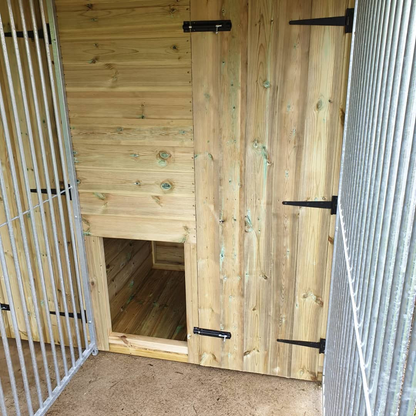 Benchmark Dog Kennel with Apex Roof - Duo 8 x 8ft, Premium Wood Range