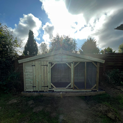 Benchmark Dog Kennel with Apex Roof - Single 12 x 4ft, Classic Wood Range