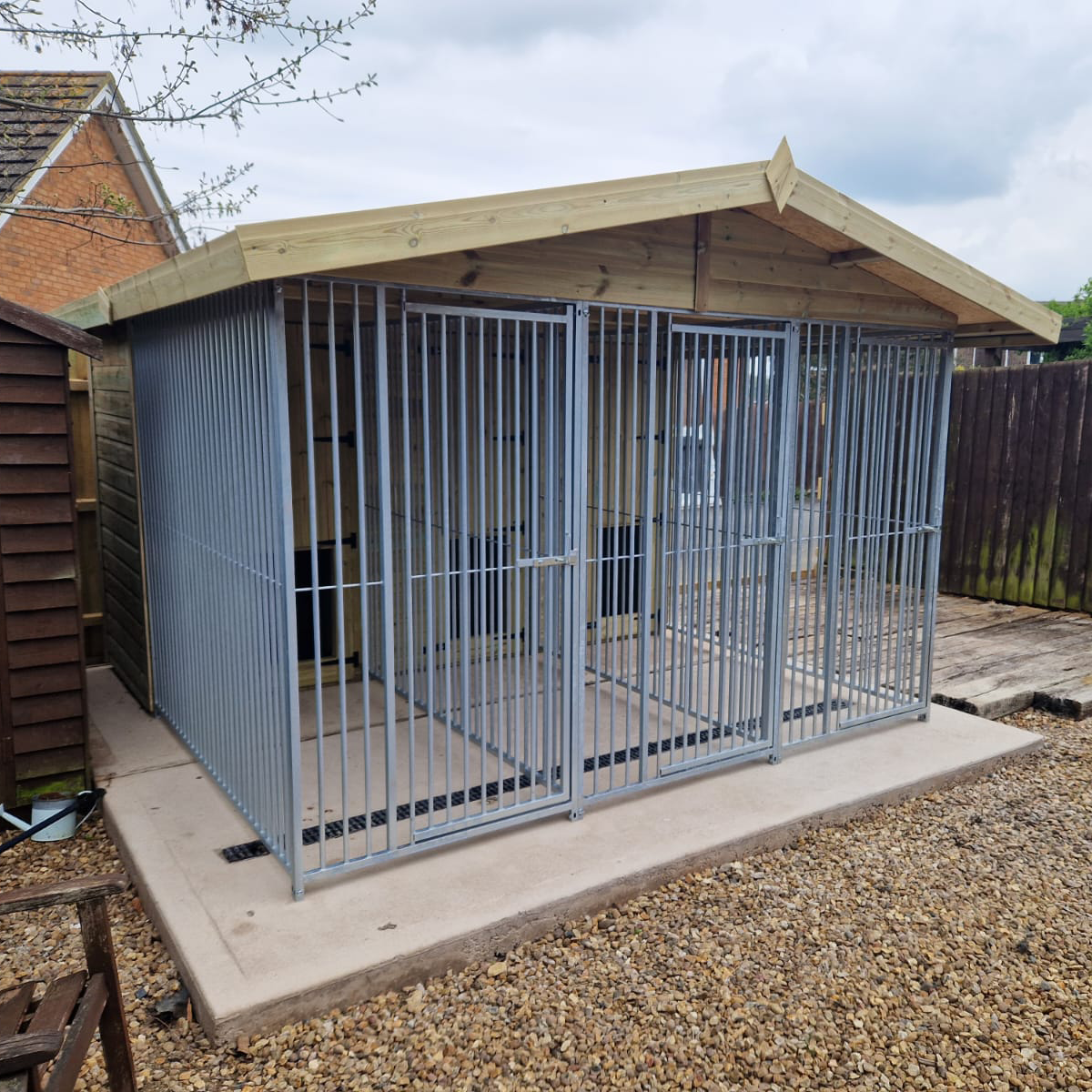 Benchmark Dog Kennel with Apex Roof - Triple 12 x 12ft, Premium Wood Range