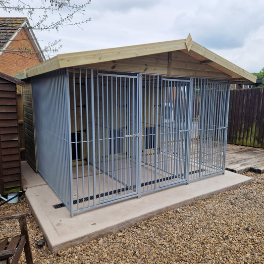 Benchmark Dog Kennel with Apex Roof - Triple 12 x 12ft, Premium Wood Range