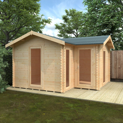 14x14 The L-Shaped Cabin | 44mm Log Cabin